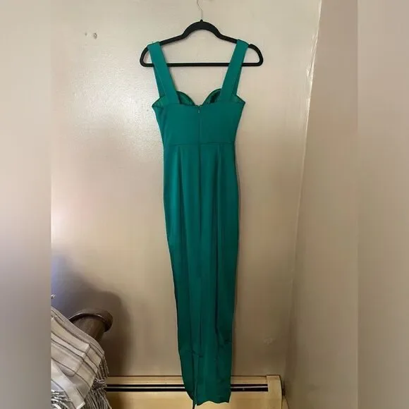 Sau Lee x Revolve Pamela Dress emerald green satin maxi gown bustier sheath  Sz 0